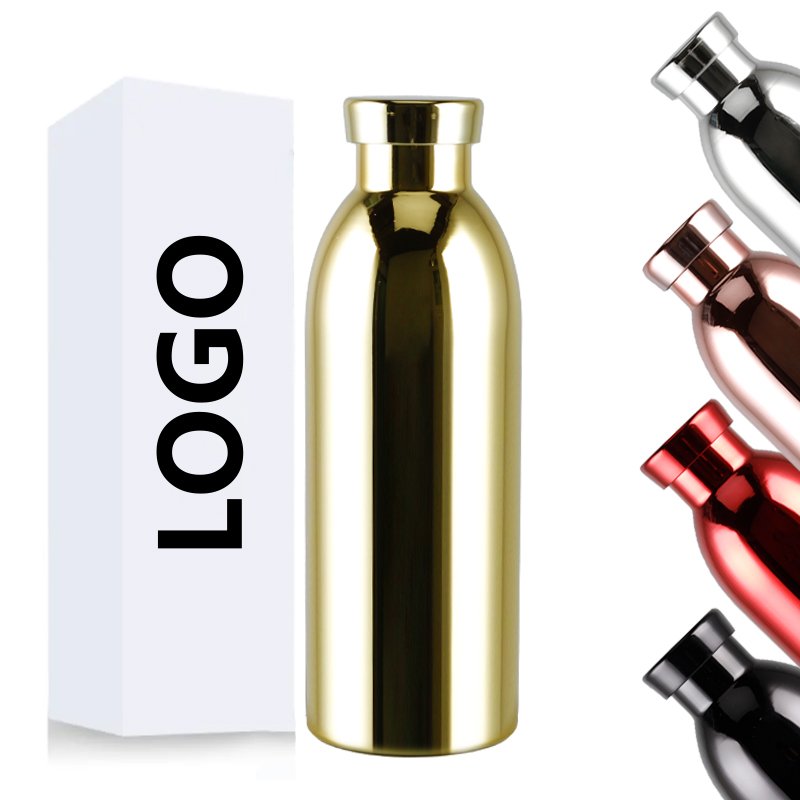 Mirrored PVD Vacuum Insulated Flask Stainless Steel Water Bottles Double Wall Shining Vacuum Flask with Lid