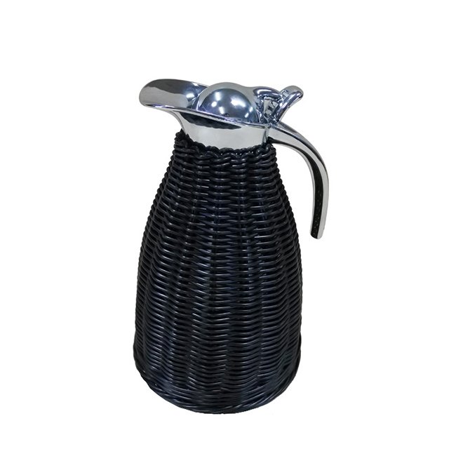 Handmade rattan wrapping stainless steel vacuum insulated water bottle thermos tea coffee pot