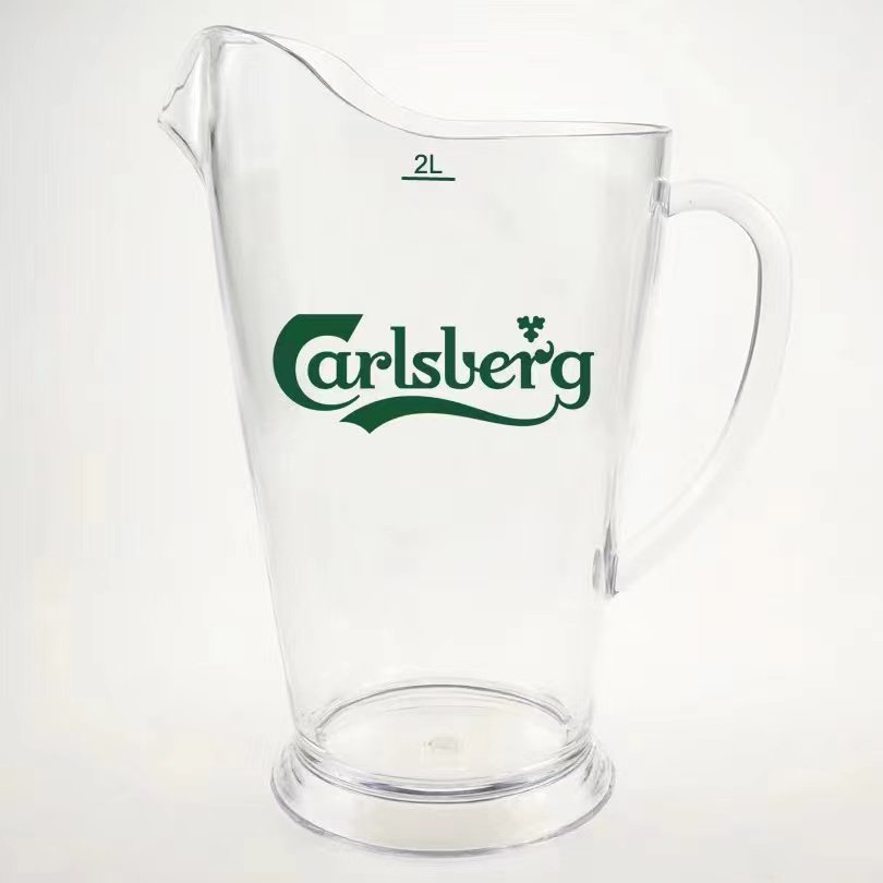 plastic Ice Core Beer Pitcher with handle large beer mug