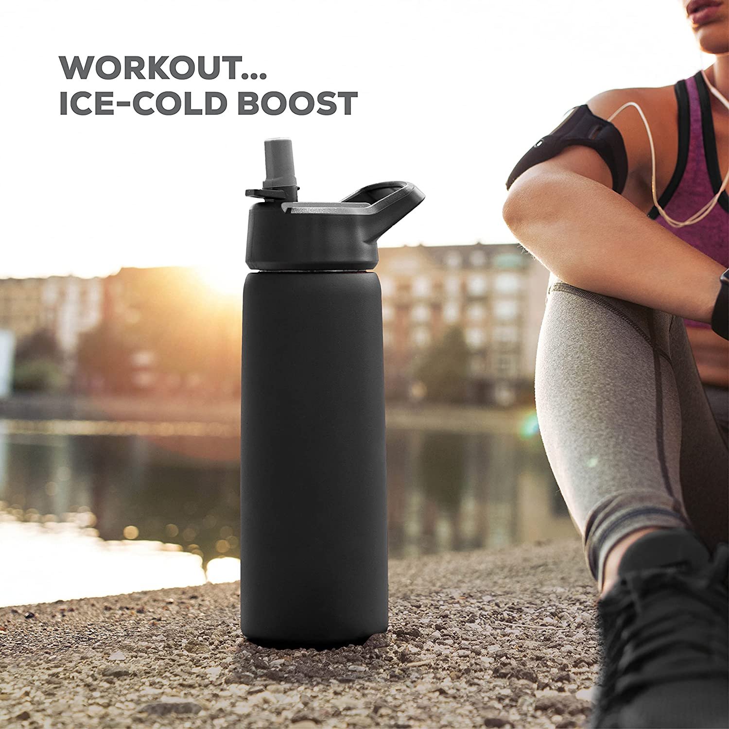 32 oz 40 oz Stainless Steel Water Bottle with Straw Lid Flip Top Lid Wide-Mouth Lid Keeps Hot and Cold