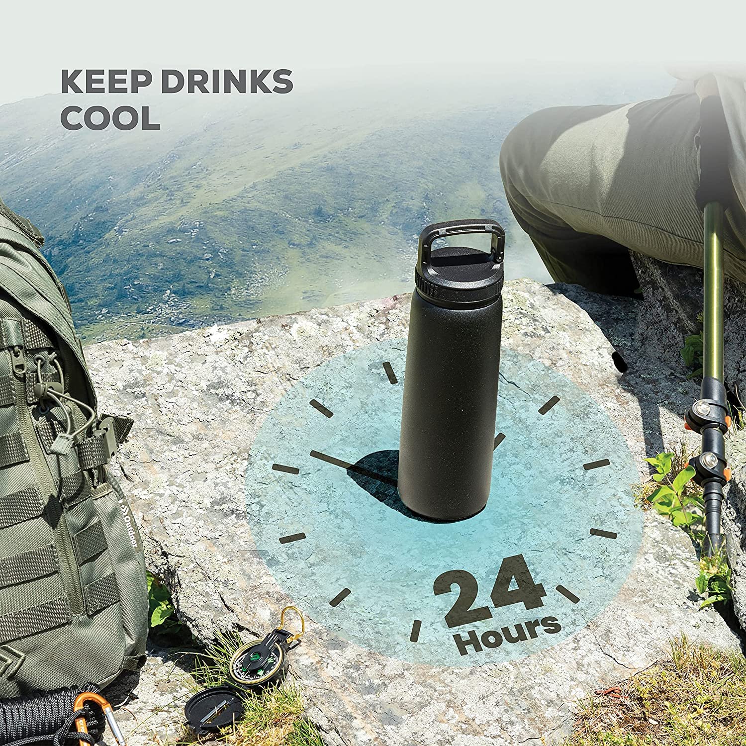 32 oz 40 oz Stainless Steel Water Bottle with Straw Lid Flip Top Lid Wide-Mouth Lid Keeps Hot and Cold