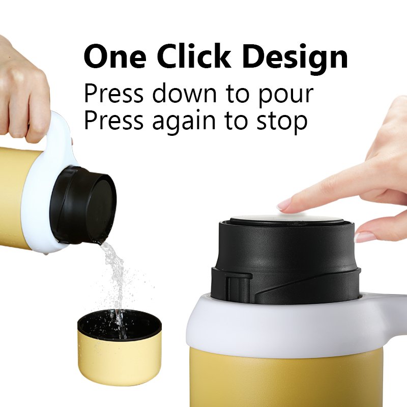 2024 New ODM double wall stainless steel 1L water bottle with handle insulated vacuum flask travel