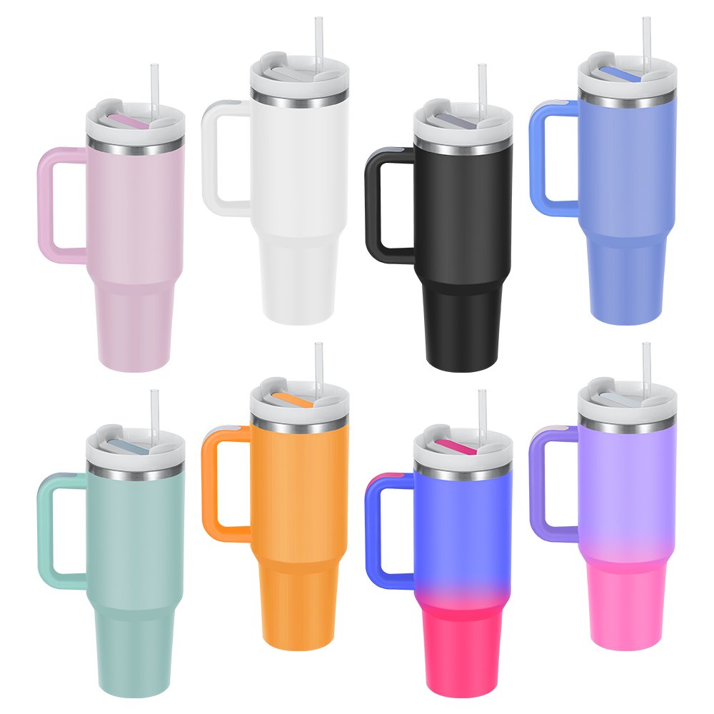 40oz tumbler good price coffee cup Vacuum Insulated stainless steel water bottle with Handle and Straw Lid