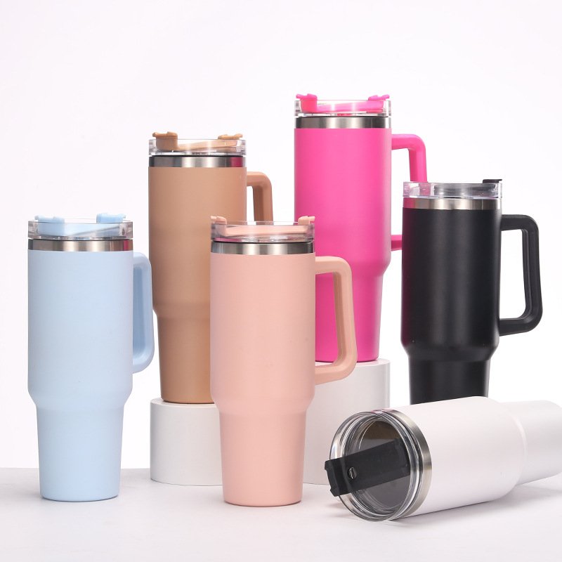 40oz tumbler good price coffee cup Vacuum Insulated stainless steel water bottle with Handle and Straw Lid