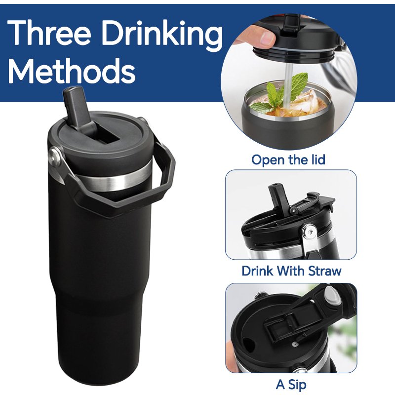Personalized Logo 20oz 30oz Double Wall Stainless Steel Vacuum Insulated Coffee Cup Travel Tumbler with Handle