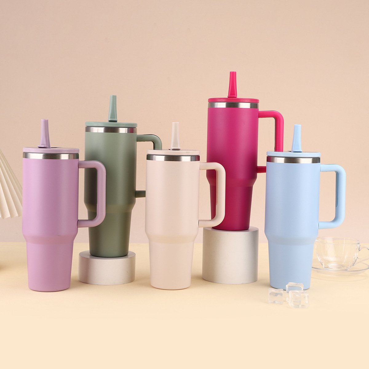 Christmas 40 oz stainless steel double wall vacuum travel water bottle 40oz insulated tumbler with straw lid and handle beer mug