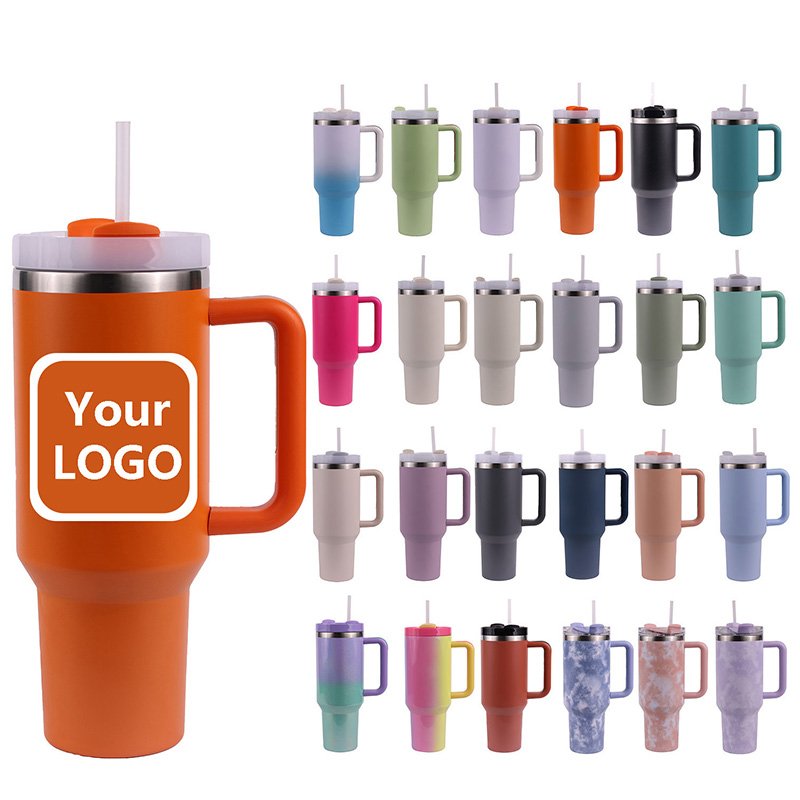Christmas 40 oz stainless steel double wall vacuum travel water bottle 40oz insulated tumbler with straw lid and handle beer mug