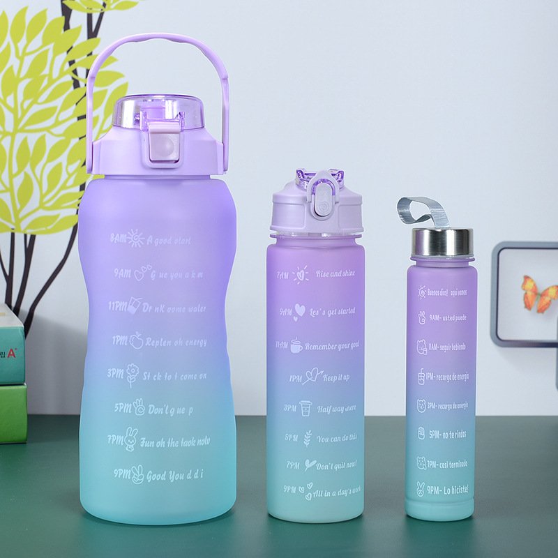 64 Oz Bpa Free Reusable Time Marker Camping Water Jug with Handle Leakproof Large Motivational Water Bottle for Gym