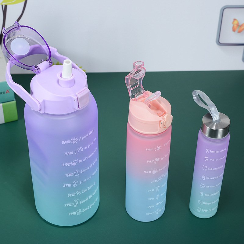 64 Oz Bpa Free Reusable Time Marker Camping Water Jug with Handle Leakproof Large Motivational Water Bottle for Gym