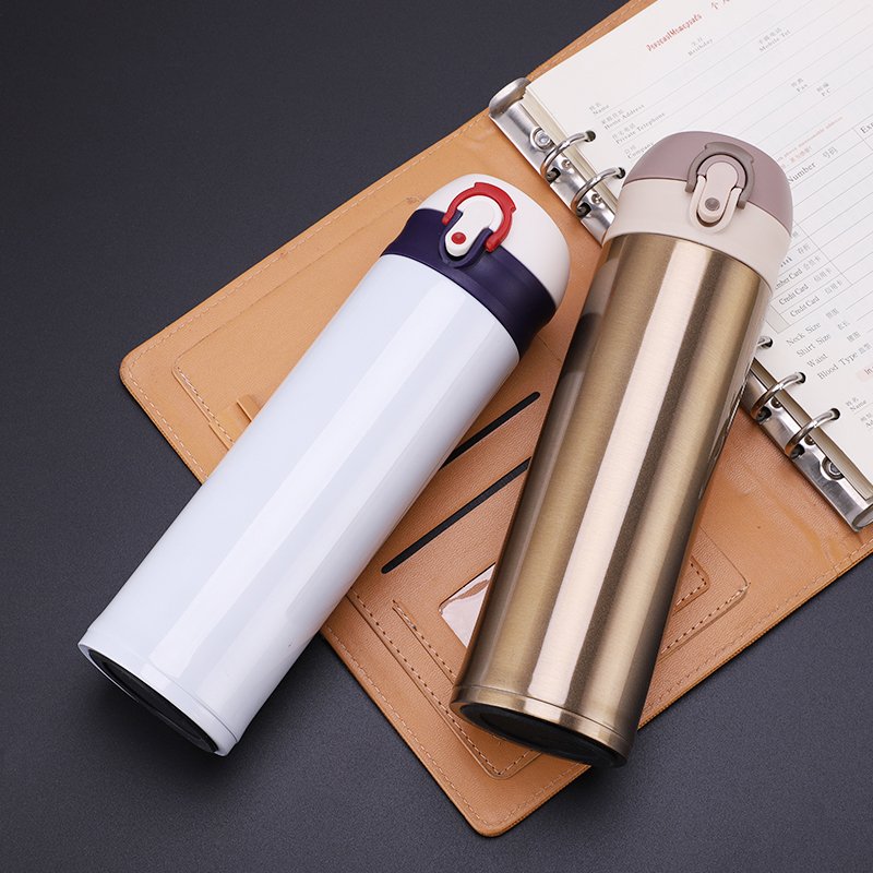 Vacuum Flasks & Thermoses Stainless Steel Water Bottle Double Wall Bounce Lid
