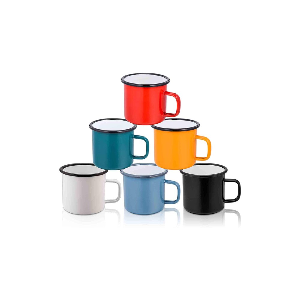 Enamelled Mug Custom Color Logo Travel Mugs Coffee Tea 12OZ 9OZ 40OZ Camping Milk Enamel Cups 200ml/300ml Capacity Steel/Metal
