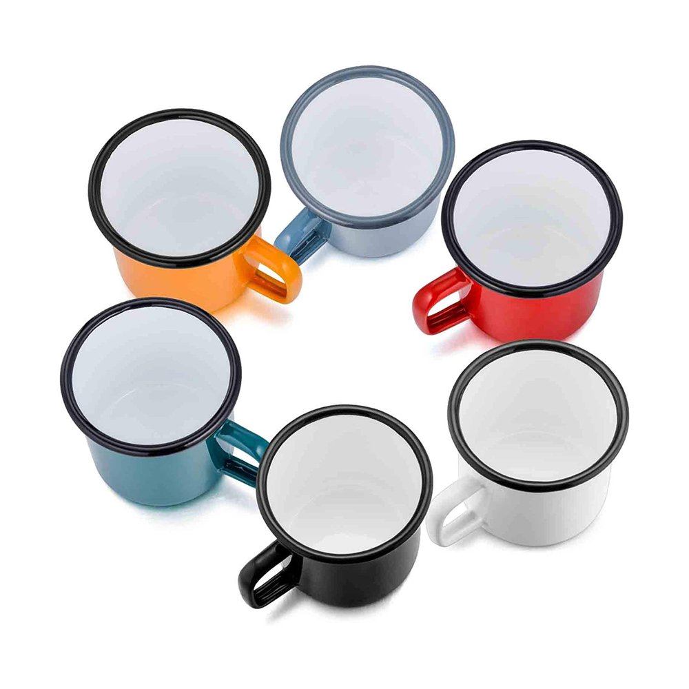 Enamelled Mug Custom Color Logo Travel Mugs Coffee Tea 12OZ 9OZ 40OZ Camping Milk Enamel Cups 200ml/300ml Capacity Steel/Metal
