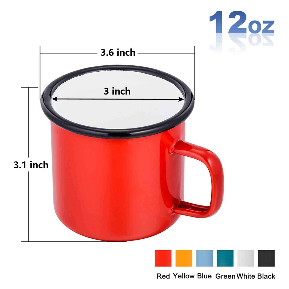 Enamelled Mug Custom Color Logo Travel Mugs Coffee Tea 12OZ 9OZ 40OZ Camping Milk Enamel Cups 200ml/300ml Capacity Steel/Metal