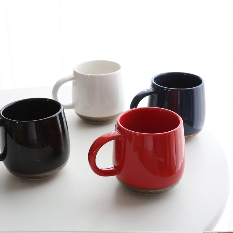 Custom Color Glaze Coffee Cup Design Your Own Ceramic Mug With Metal Badge Logo Engraving Acceptable