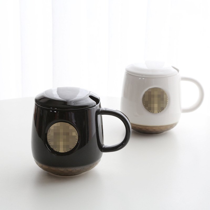 Custom Color Glaze Coffee Cup Design Your Own Ceramic Mug With Metal Badge Logo Engraving Acceptable