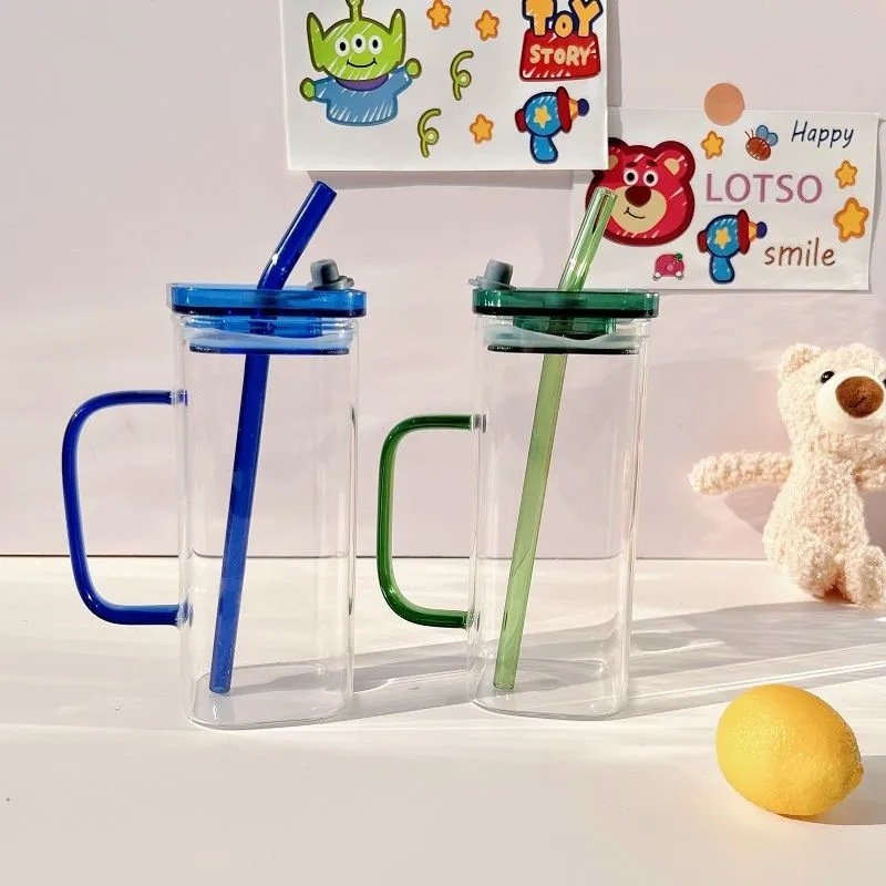 Custom Logo Glass Tea Coffee Cup Soda Beer Can Shaped Glass 400ml Cup Mugs With Lid And Straw