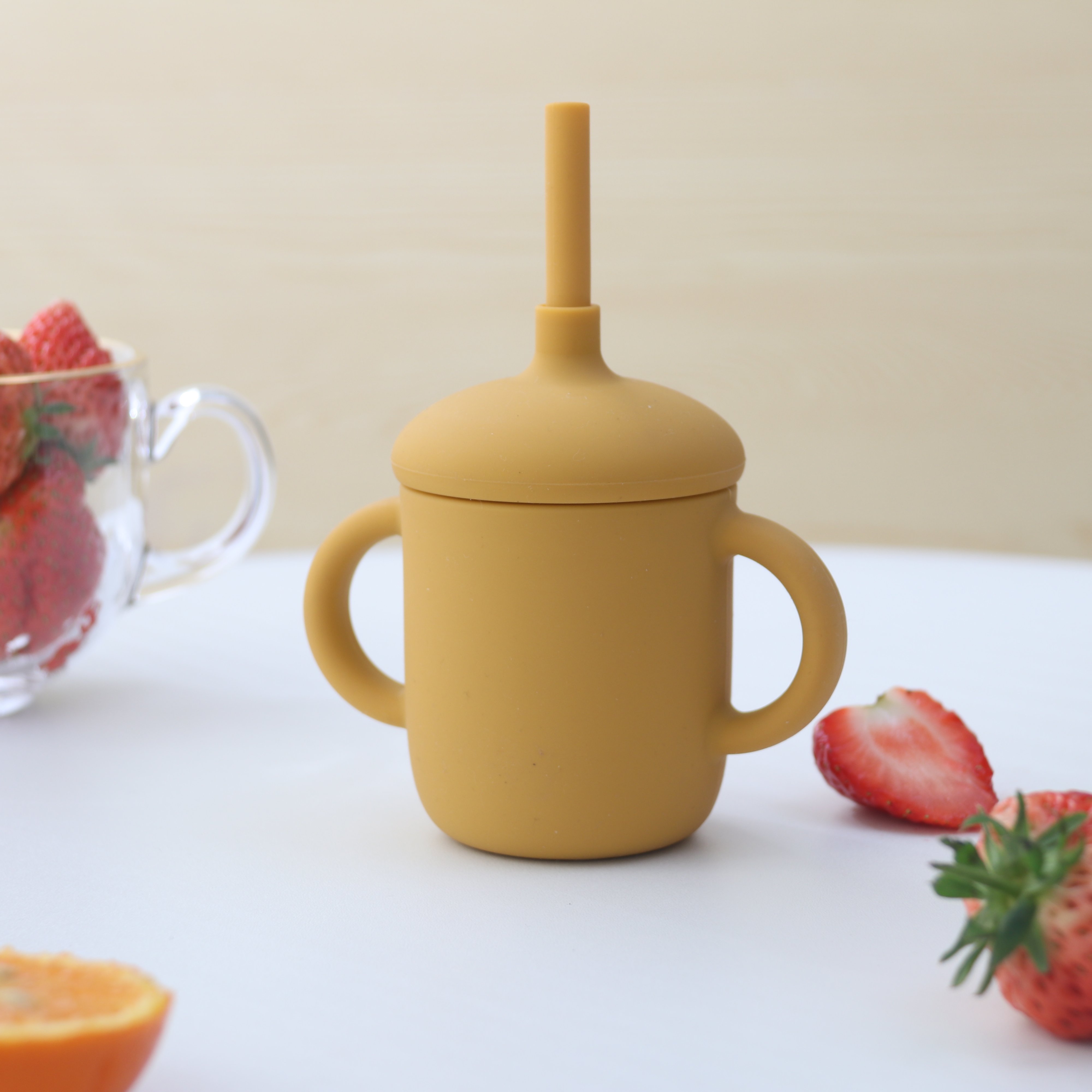 Spill Proof Baby Cartoon Silicone Travel Mug Sublimation Kids Baby Led Weaning Sippy Water Cup With Straw