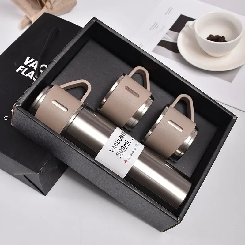 Stainless Steel Thermos Cup Large Capacity Vacuum Flask Coffee Tea Milk Travel Water Bottle Insulated Thermos Handbag Gift Box
