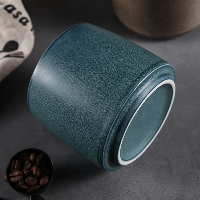 Vintage Eco Friendly Customized Ceramic Cup Reactive Glaze Coffee mug Retro PORcelain Mug 450ml 15 Ounce With Grip Handle