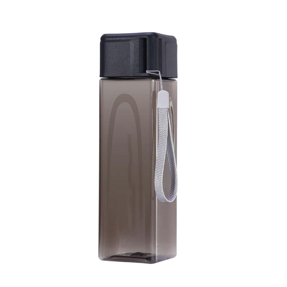 480ml customize LOGO Water Bottle Plastic Sport Square Drinking Bottles With Lanyard