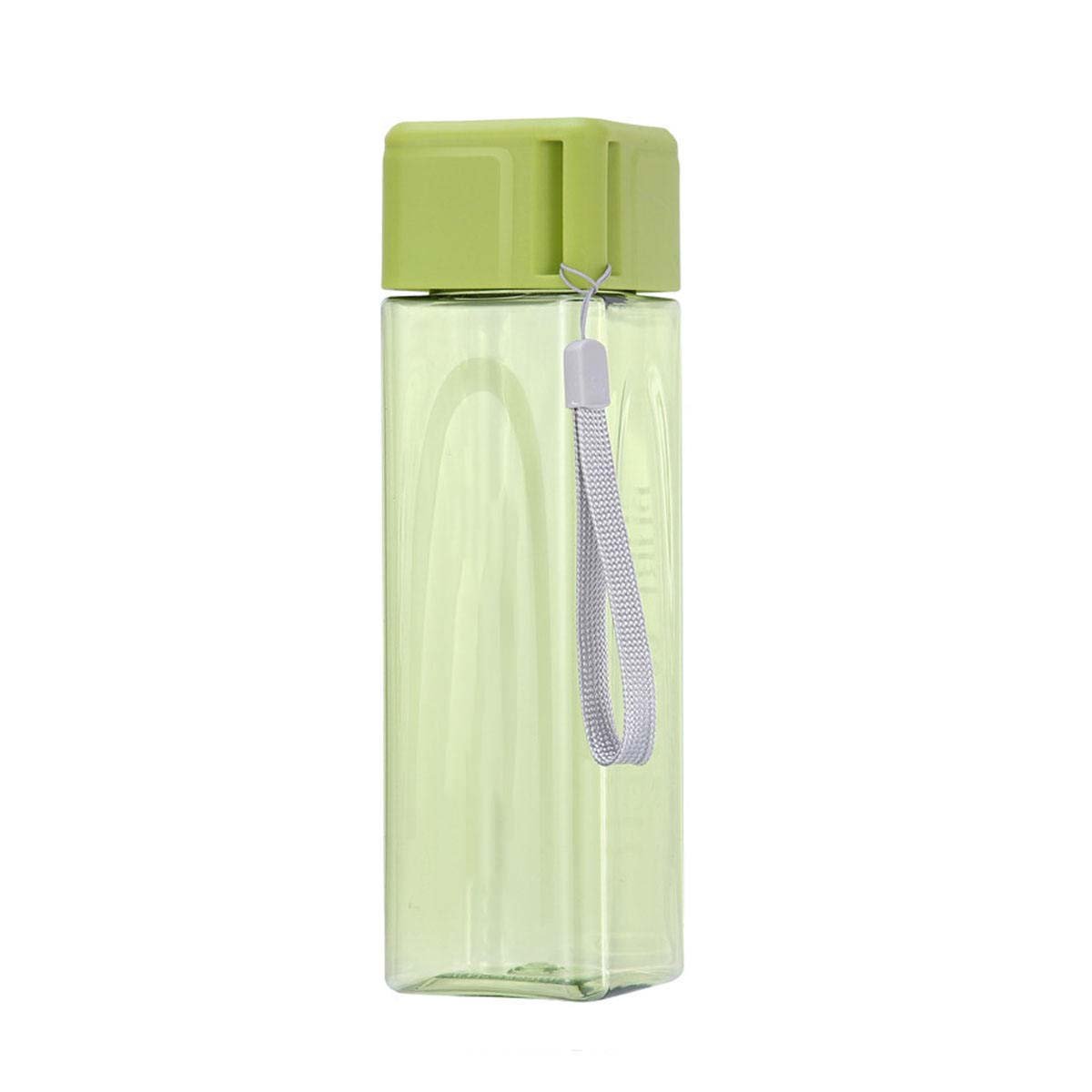 480ml customize LOGO Water Bottle Plastic Sport Square Drinking Bottles With Lanyard