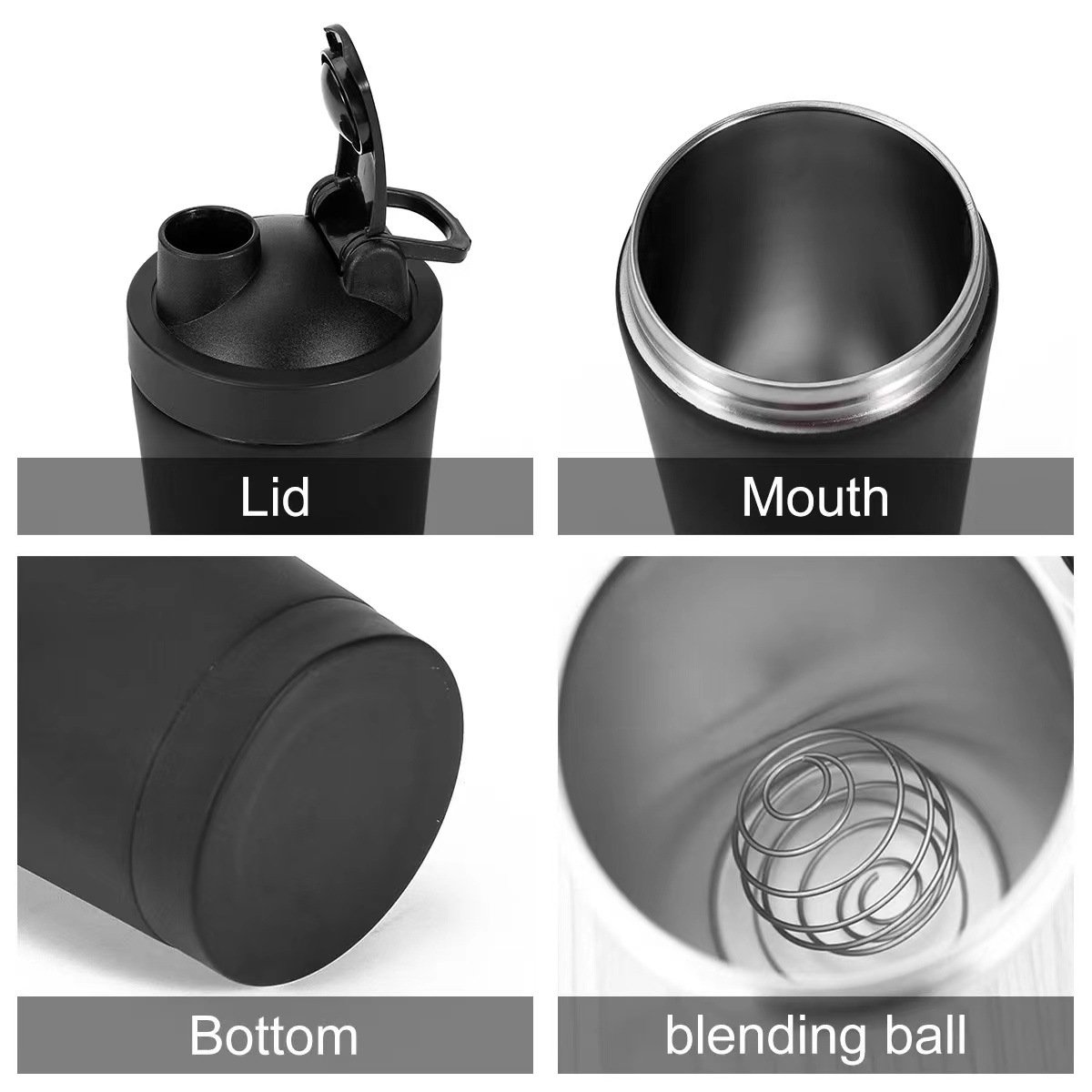 Wholesale Eco Friendly Fitness Gym Metal cup vacuum Stainless Steel insulation Protein Shaker yoga Water bottle with custom