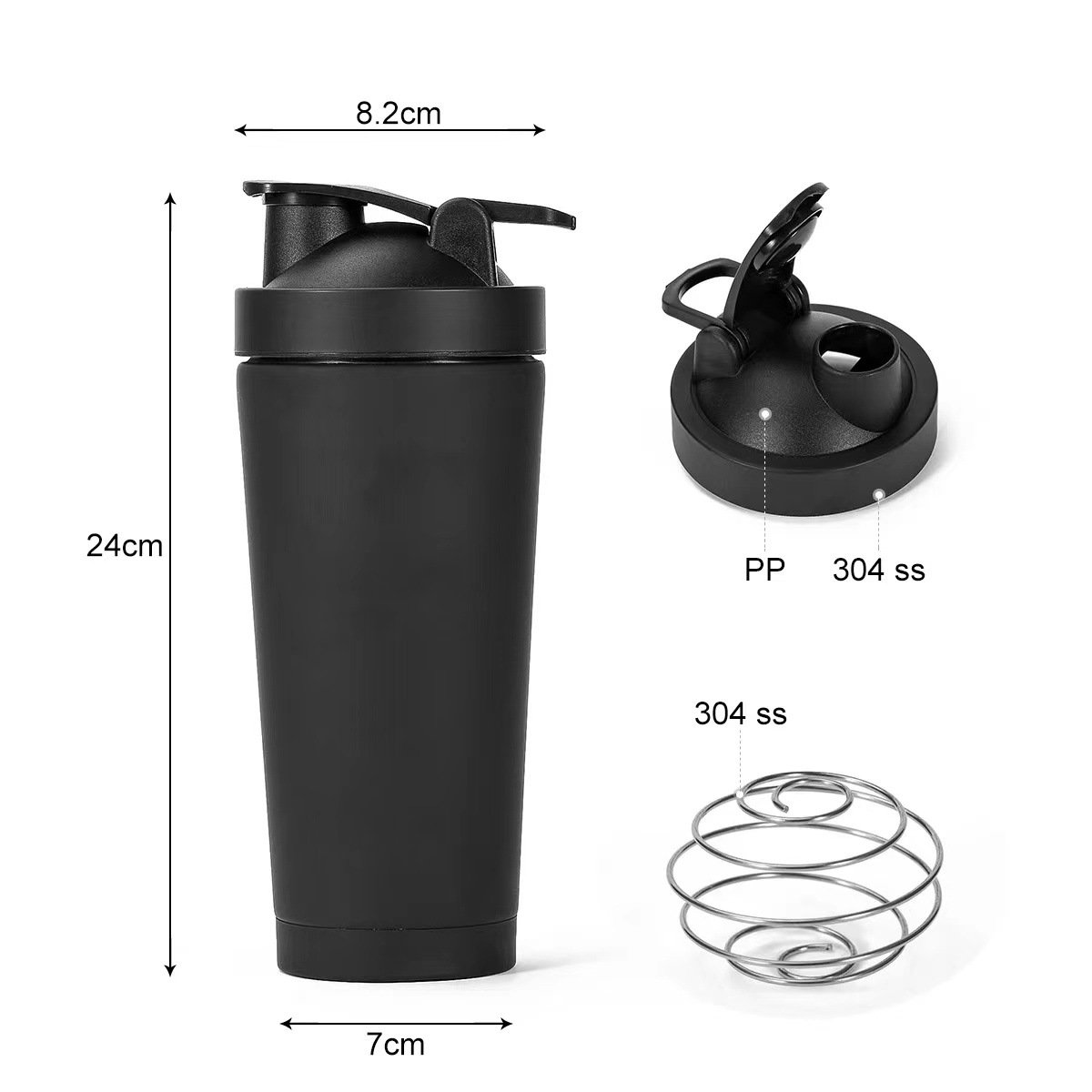 Wholesale Eco Friendly Fitness Gym Metal cup vacuum Stainless Steel insulation Protein Shaker yoga Water bottle with custom