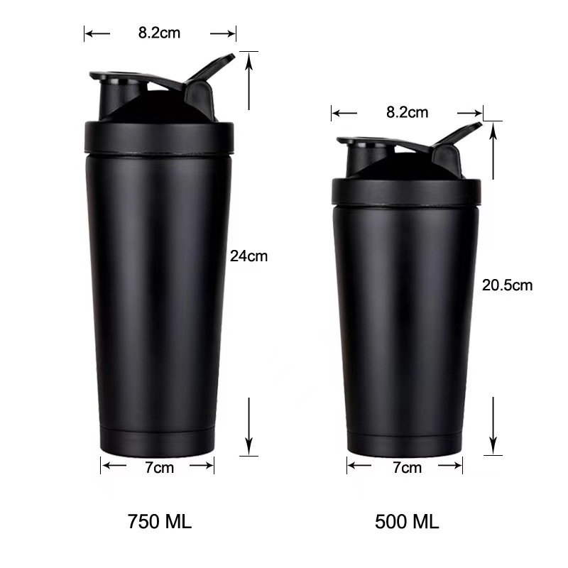Wholesale Eco Friendly Fitness Gym Metal cup vacuum Stainless Steel insulation Protein Shaker yoga Water bottle with custom