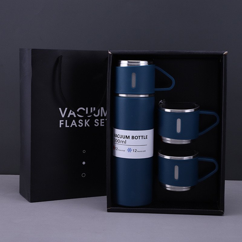 Factory Double Wall 500ml 304 Stainless Steel Insulated Vacuum Flask Set Thermos Sports Water Bottles with Gift Set and 3 Lids