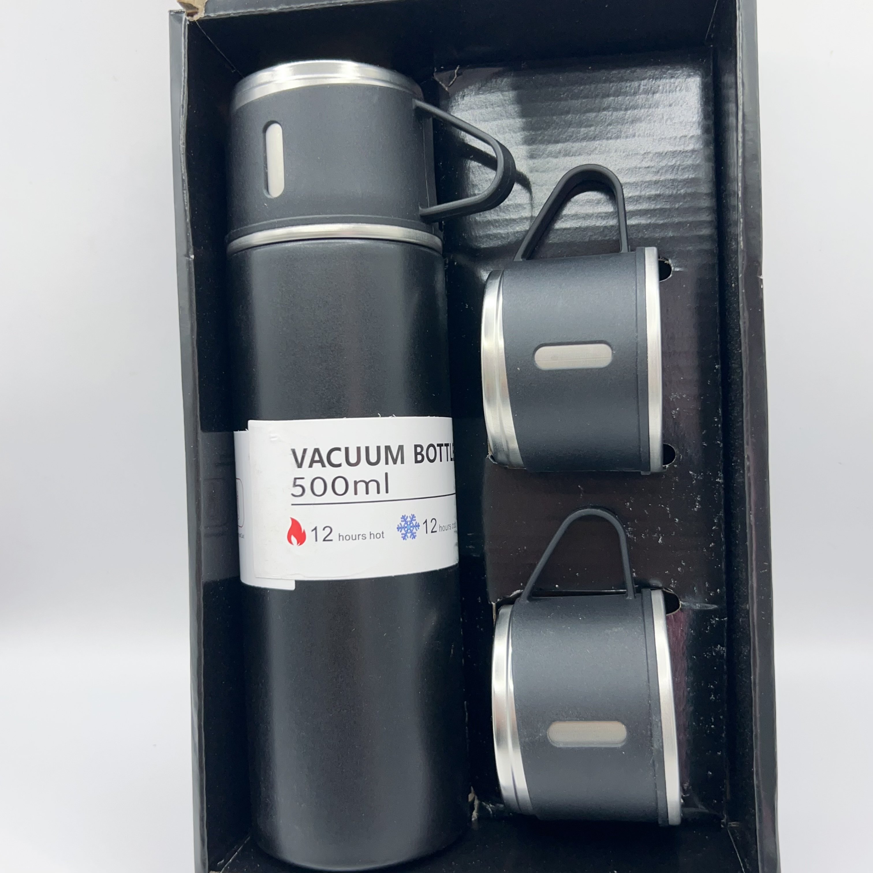 Factory Double Wall 500ml 304 Stainless Steel Insulated Vacuum Flask Set Thermos Sports Water Bottles with Gift Set and 3 Lids