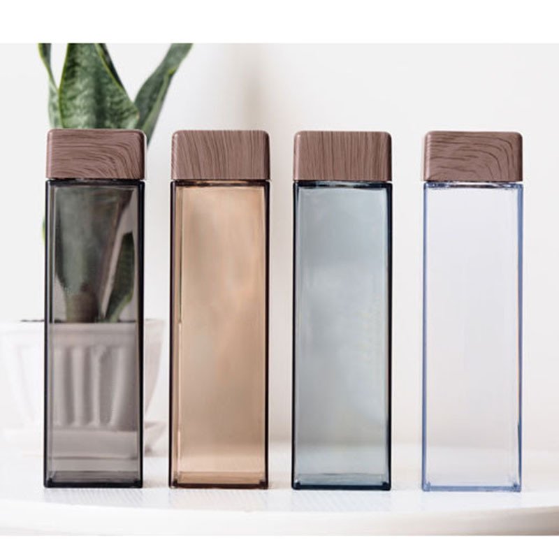 Custom Colorful Logo sport water bottle Fruit Infusion Square Plastic portable transparent clear plastic square water bottle