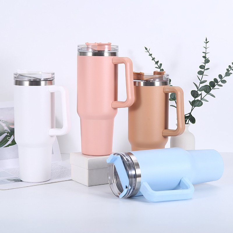 Hot sale 40oz Vacuum Flask Double Wall Stainless Steel Thermos T-Shaped Sublimation Travel Tumbler with plastic handle