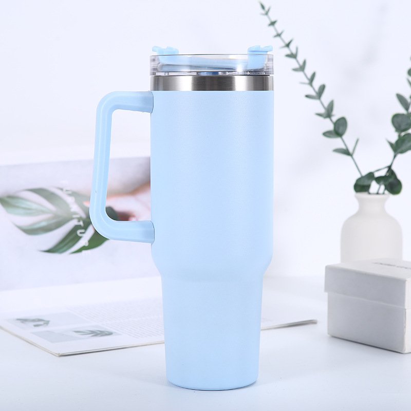 Hot sale 40oz Vacuum Flask Double Wall Stainless Steel Thermos T-Shaped Sublimation Travel Tumbler with plastic handle
