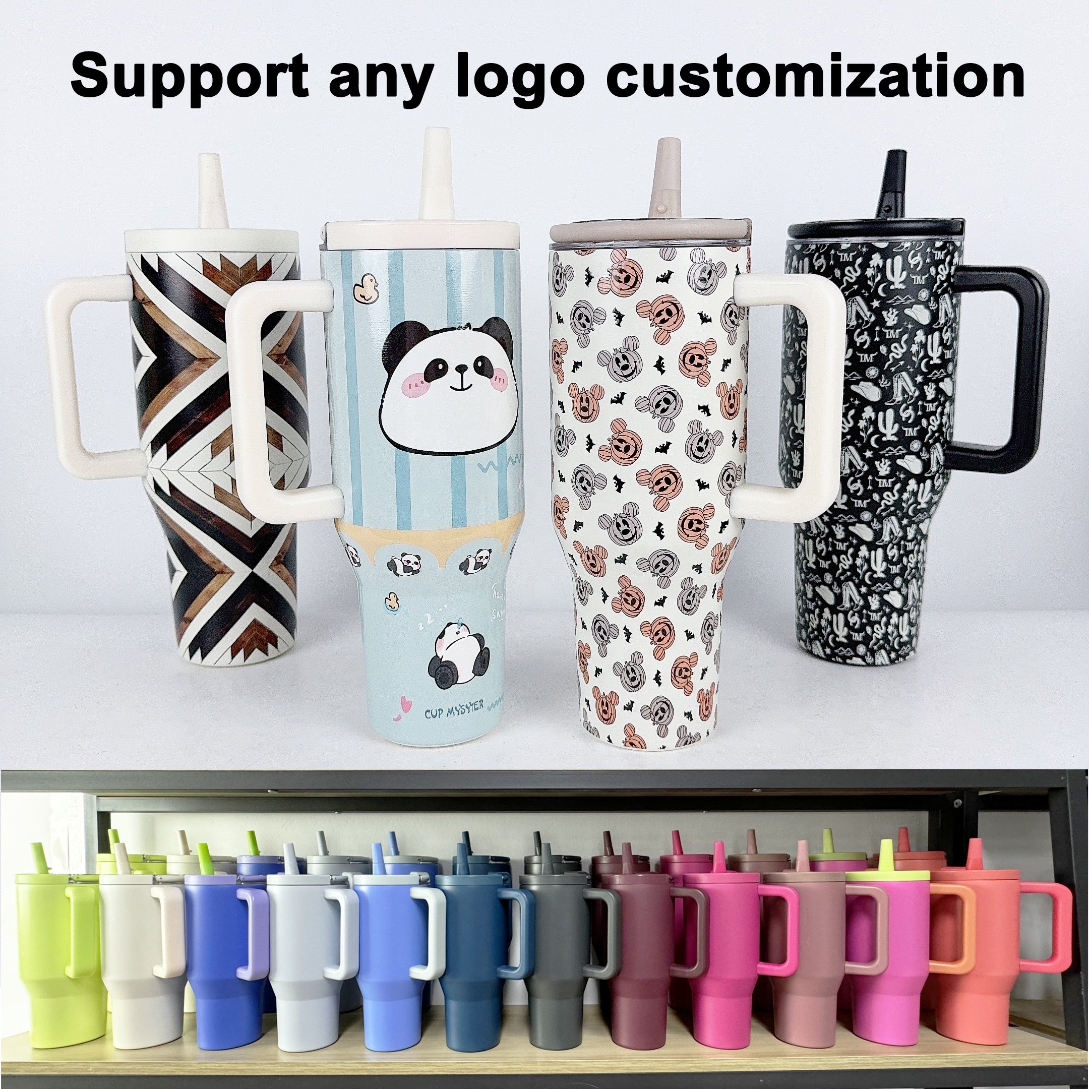 Leak Proof 40oz Traveler Custom Tumbler Stainless Steel Insulated Double Wall Vacuum Mug With Foldable Flip Straw