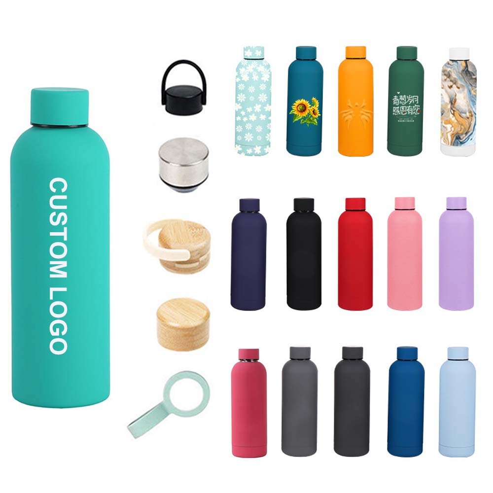 Ready To Ship Custom Logo Small Mouth Vacuum Flask Soft Rubber Painting Stainless Water Bottle Luxury Gifts