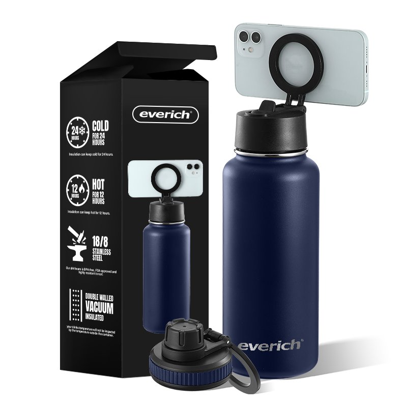 Everich 2024 trending Product Top Seller 32oz Water Bottle Magnet Sport Running Magnetic Lid magsafe Water Bottle Phone Holder