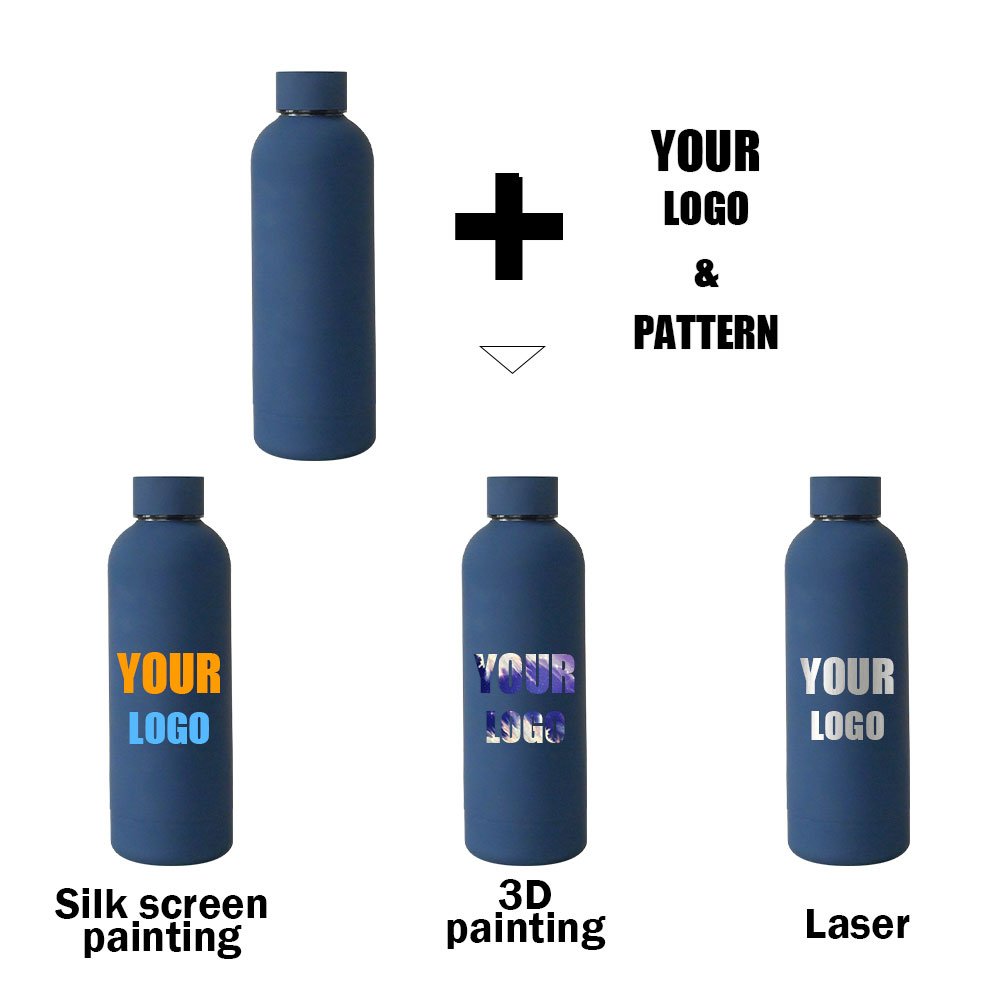 Custom soft touch stainless steel water bottle 500ml 750ml double wall insulated gym sports yoga water bottle