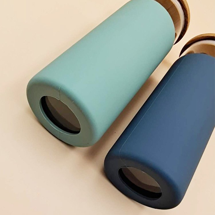 Wholesale 20oz Botol minum Glass Tumbler Water Bottle With Straw Silicone Protective Sleeve Bamboo Lid Botella de agua Mug Cup
