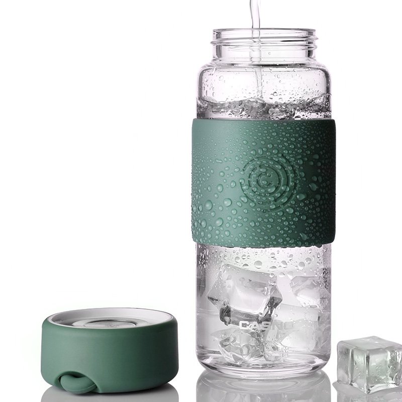 520ML Unbreakable Wide Mouth Glass Water Bottle With Silicone Sleeve