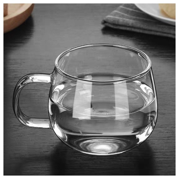 Custom Heat Resistant Hand Blown Clear Glass Mug Borosilicate Single Wall Beverage Milk Coffee Glass Cup With Handle