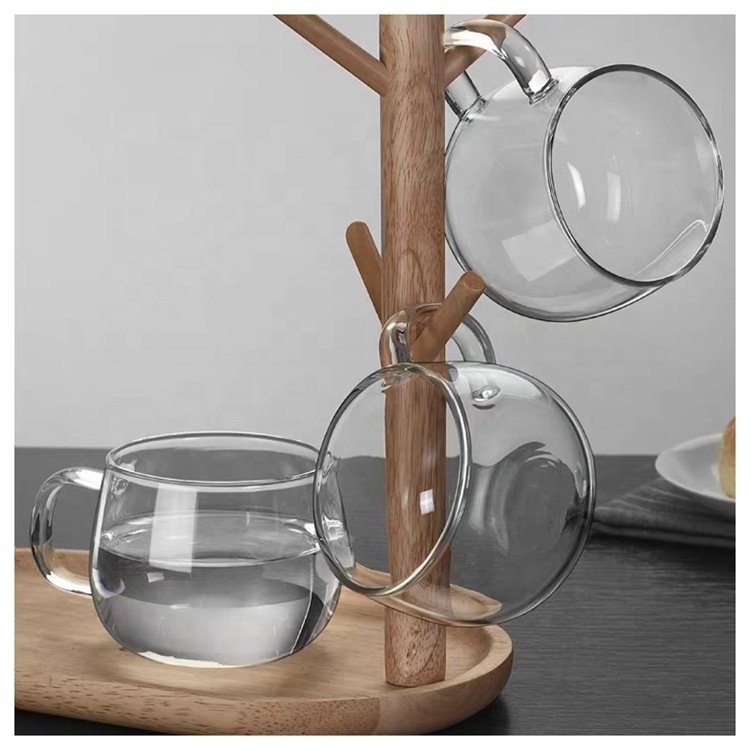Custom Heat Resistant Hand Blown Clear Glass Mug Borosilicate Single Wall Beverage Milk Coffee Glass Cup With Handle