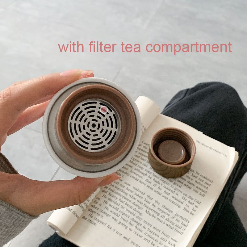 400ml Wood Grain Pattern 304 Stainless Steel Hot Mug Vacuum Cup Fashion Sports Water Bottle for Business Gifts