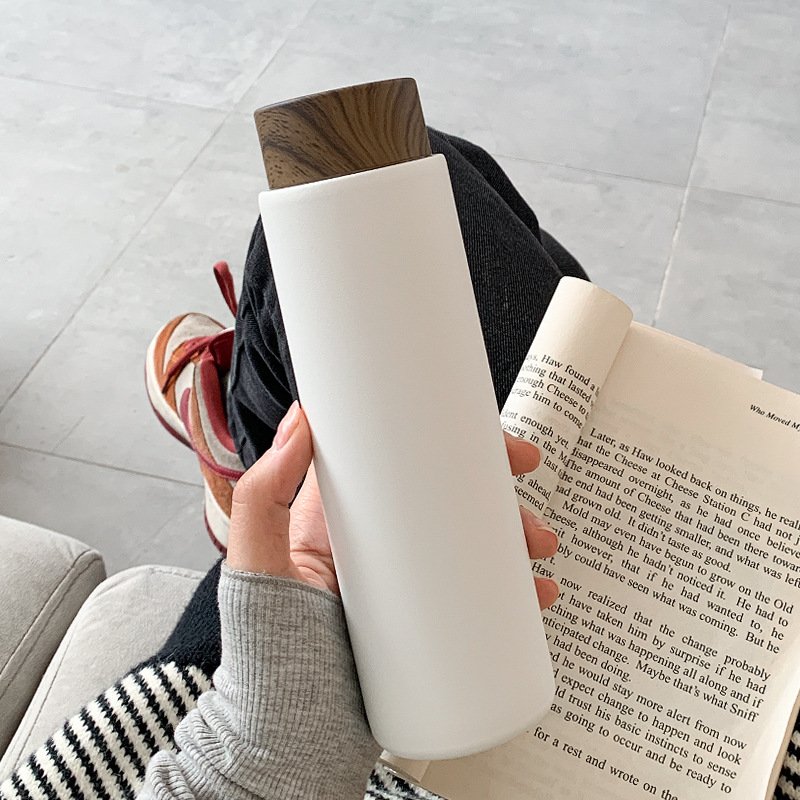 400ml Wood Grain Pattern 304 Stainless Steel Hot Mug Vacuum Cup Fashion Sports Water Bottle for Business Gifts