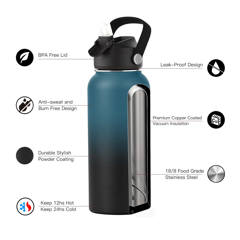 Vacuum Flask Sports Water Bottle 3 Lids With Customized Logo