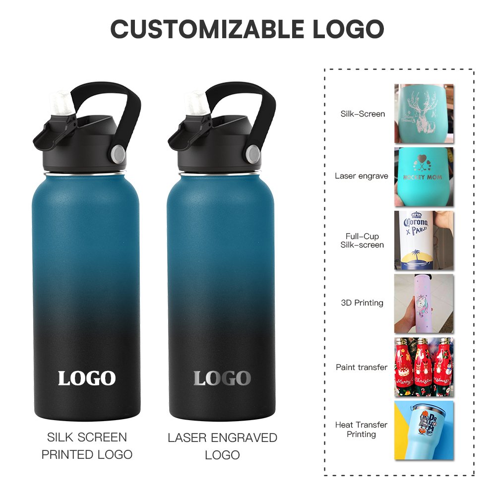 Vacuum Flask Sports Water Bottle 3 Lids With Customized Logo