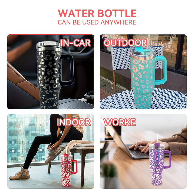 Custom Logo Leak Proof Flip Top Straw Tumbler Wholesale Bulk Thermol Cup Stainless Steel Coffee Mug 40oz Tumbler Cup with Handle