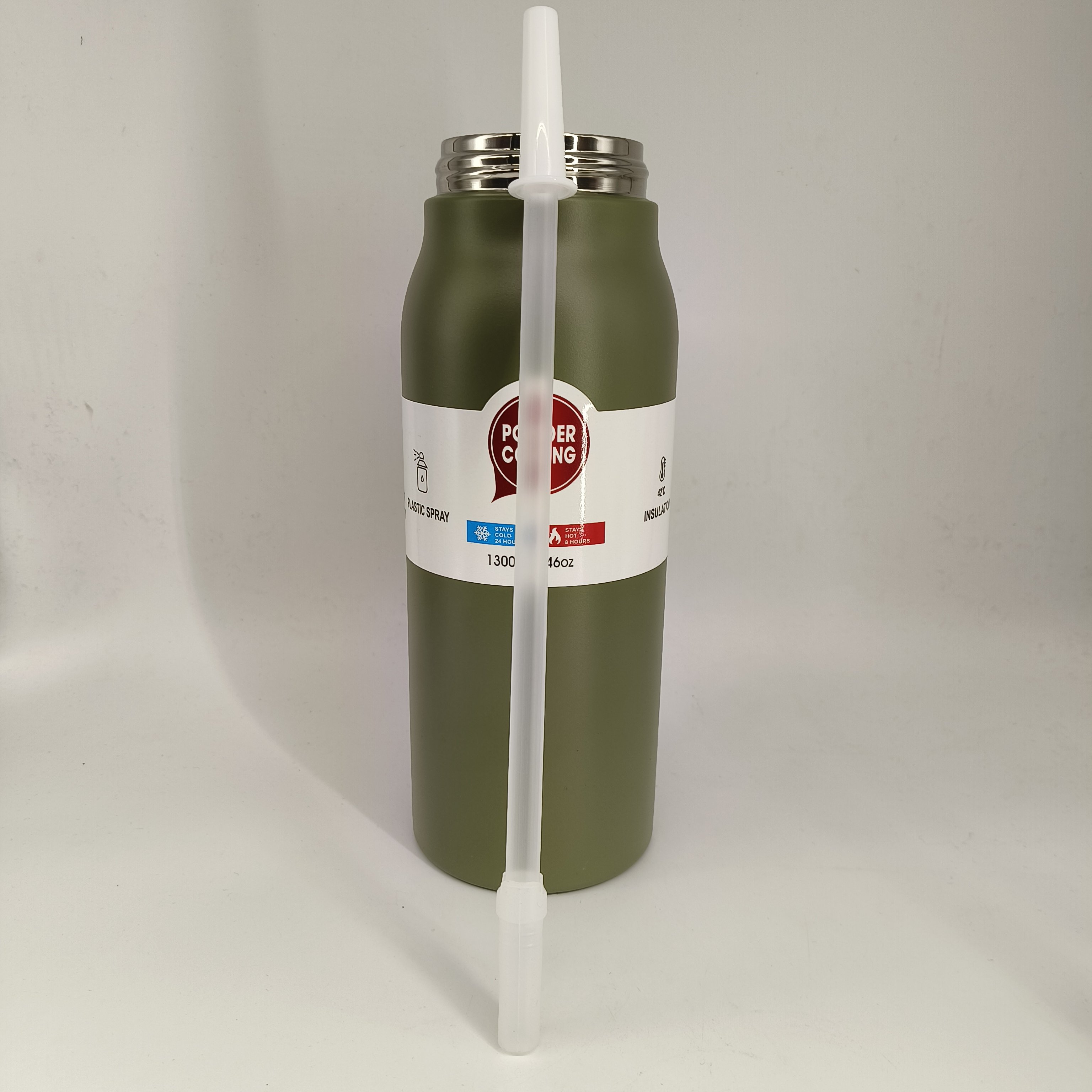 Custom logo Hot Sale Big Capacity vacuum flask with portable straw lid double wall stainless steel sport water bottle