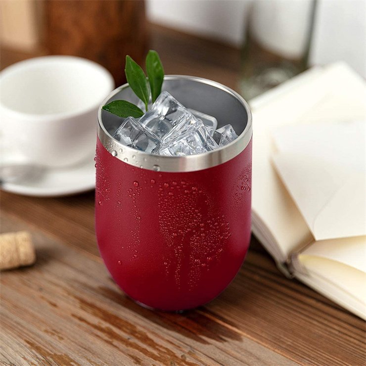 Wine tumbler glasses with lid stemless double wall vacuum stainless steel travel tumbler keeping hot and cold