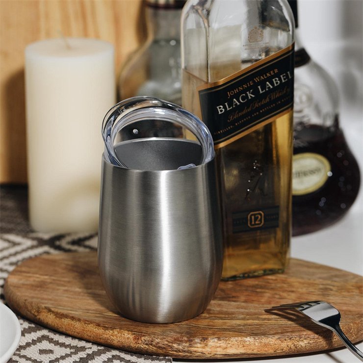 Wine tumbler glasses with lid stemless double wall vacuum stainless steel travel tumbler keeping hot and cold