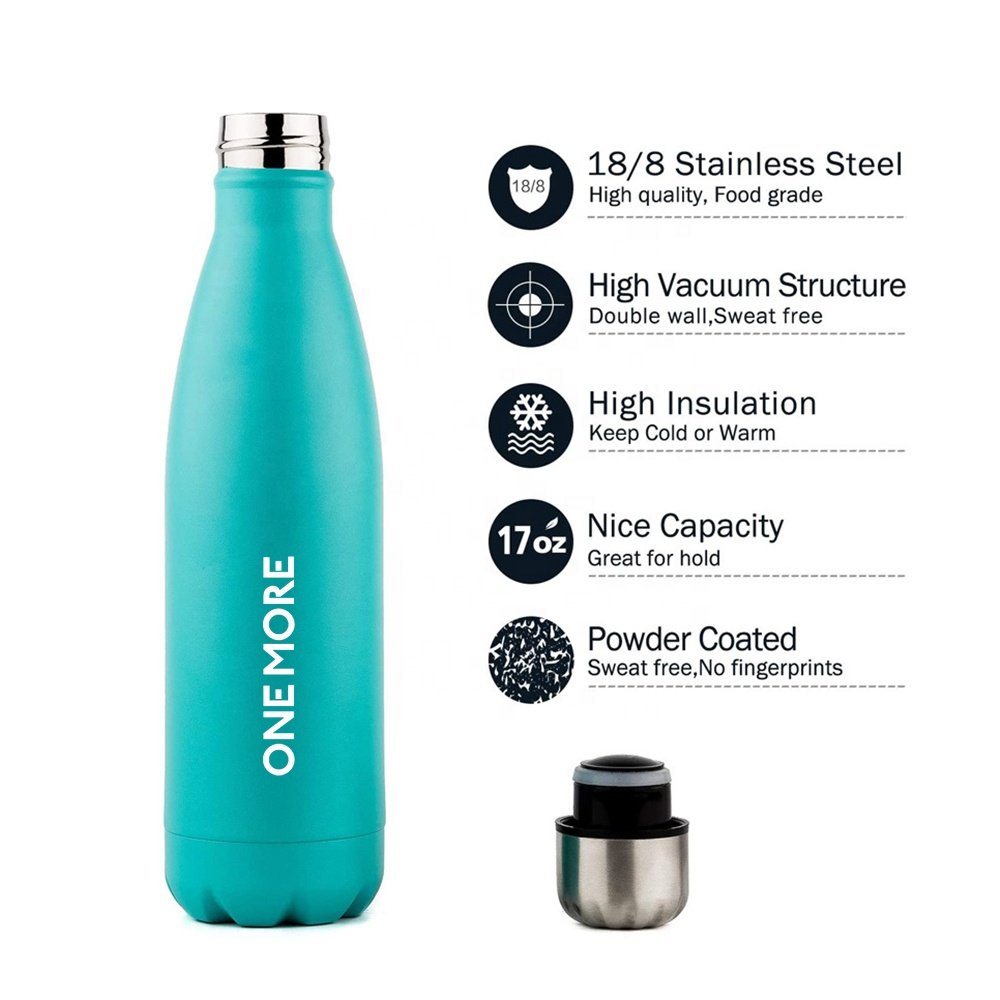 Thermal Vacuum Flask 0.5L 17oz Custom Cola Shaped 18/8 Stainless Steel Water Bottles for Outdoor Sports